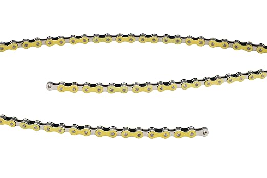 Bicycle Chain, 116 Links, 1/2 x 1/8 inches, Steel Single Speed with Magic Buckle, for Fixed Gear Bikes, Commuter Bikes, MTB (Yellow)