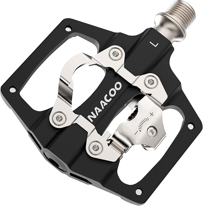 NAACOO Bike Pedals Dual Platform Compatible with Shimano SPD Mountain Clipless Pedals,3-Sealed Bearing Lightweight Bicycle Pedals for Outdoor Spin Exercise Peloton Fit Trekking Bike