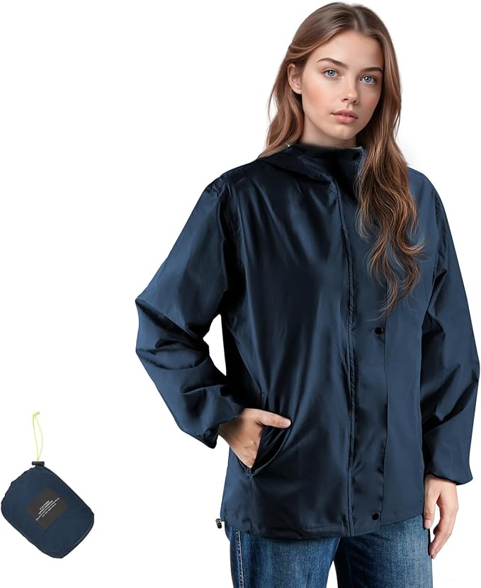 SOPPY Rain Jacket Women Waterproof Jacket With Hood Lightweight Raincoat with Pockets Windbreaker Breathable Rain Coats