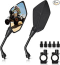 Motorcycle Rear View Mirrors with 8MM 10MM Bolts, 7/8" Handlebar Mount Clamp, Universal Hawk-Eye ATV Mirrors Compatible with Motorcycle Scooter Moped Snowmobile Dirt Bike and More(Carbon Fiber Style)