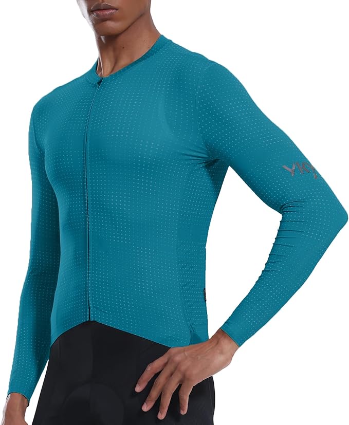 YKYWBIKE Cycling Jersey Men Long Sleeves Bike Jersey with Pockets Breathable MTB Biker Shirts Biking Shirts for Men Cycling