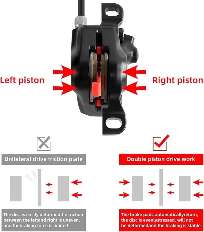 BR-BL-MT200 MTB Hydraulic Disc Brakes Set Left Front 800mm Right Rear 1550mm Mountain Bike Hydraulic Brake Mountain Bike Bicycle Disc Brake 2 Piston