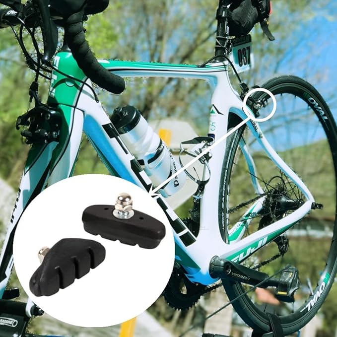 Bike Brake Pads Set, 3 Pairs Road Mountain Bicycle V-Brake Blocks Shoes with Hex Nut and Shims,50mm