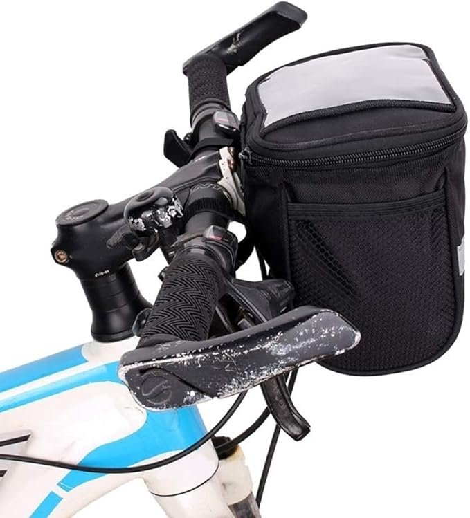 Bike Bags Handlebar Large Capacity Waterproof Bicycle Front Handlebar Storage Bag Cycling Pouch Black
