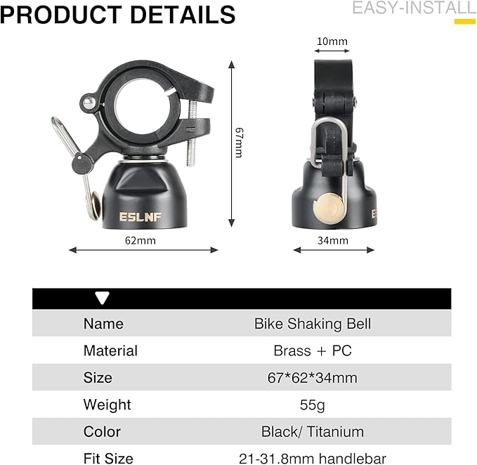 Mountain Bike Bells Dual-Mode Ringing Bell, Copper Alloy Sturdy Bicycle Bell, MTB Trail Bell with Dual Modes, Adults Bike Bell for 22.2-31.8mm Bicycle Handlebars