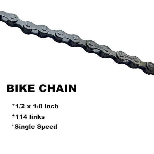 Single Speed Bike Chain, Bicycle Chain 1/2 x 1/8 Inch 114 Links for Single-Speed Bikes