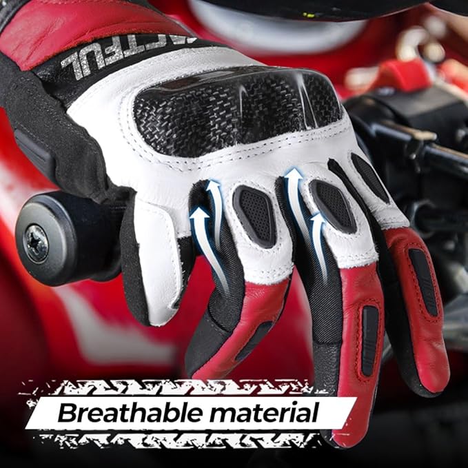 WTACTFUL Goatskin Leather Carbon Knuckle Motorcycle Gloves for Ultimate Protection and Comfort