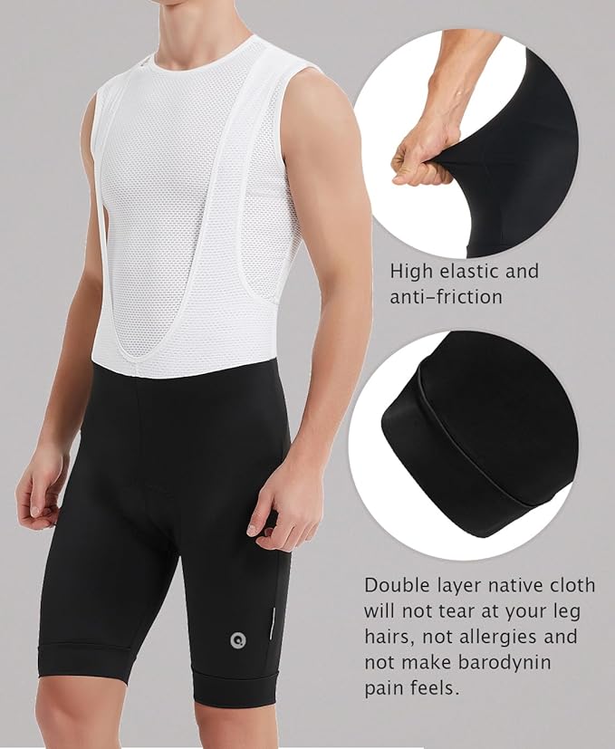 qualidyne Men's Cycling Bib Shorts 4D Padded Breathable Road Bike Bibs Biking Bicycle Shorts
