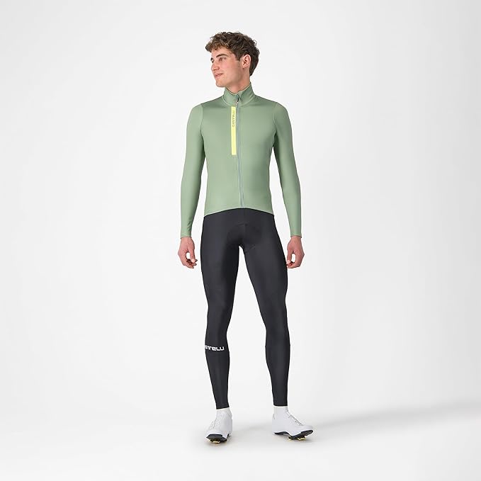 CASTELLI Men's Entrata Thermal Jersey, Long Sleeve Zip Up Fleece Insulated Base Layer for Winter Road Cycling I Gravel Biking
