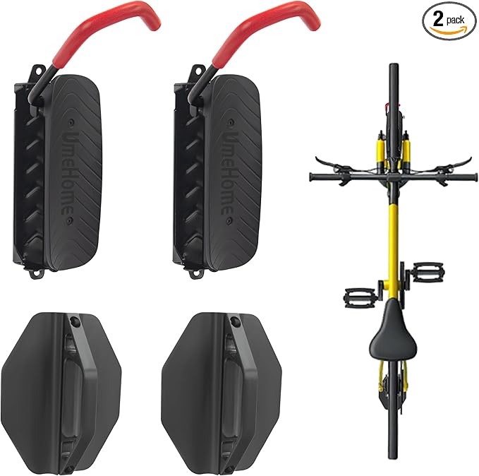 Swivel Bike Wall Mount, Bike Hangers for Garage, Space-Saving Bike Storage, Sturdy Bicycle Rack Can Holds Up to 77 lbs, Easy Install, 2 Pack