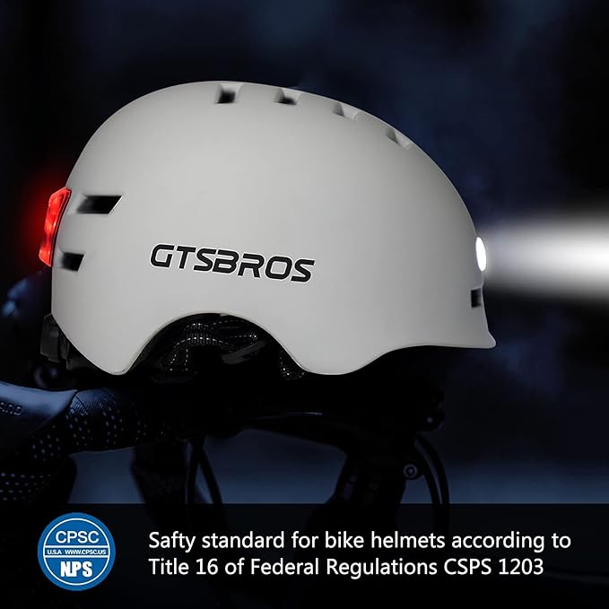 Bike Helmets for Adults - Front and Rear LED Lights Adjustable Bicycle Helmet for Adults Men Women Scooter Helmet for Commuting, Road Biking, Skating, Scooter