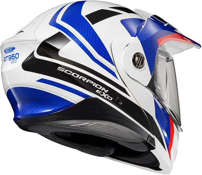 ScorpionEXO AT960 Modular Adventure Street Motorcycle Helmet with Bluetooth Ready Speaker Pockets DOT ECE Approved Hicks (Blue - 2X-Large)