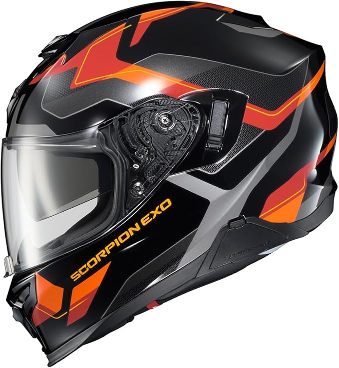ScorpionEXO T520 Full Face Touring Motorcycle Helmet with Bluetooth Ready Speaker Pockets DOT ECE Approved Zuse (Orange - Small)