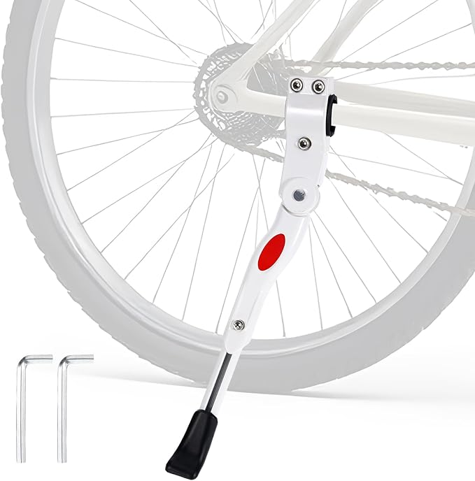 Bicycle Kickstand, Aluminium Alloy Bike Kickstand, Adjustable Bicycle Kickstand, Easy to Install Kick Stand, Rear Side Bike Stand, Non-Slip Foot for 24"-700C 16"-20" with Hex Wrench