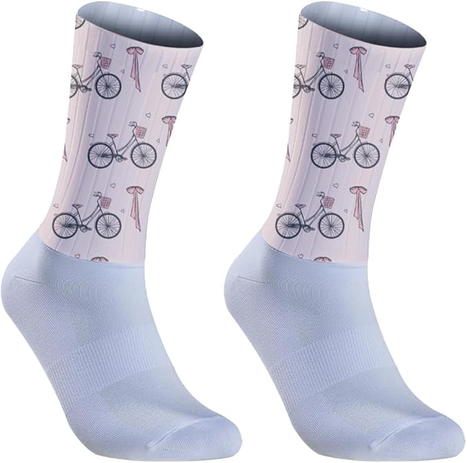 Cycling Socks Athletic Crew Socks Breathable Cushioned Compression Running Hiking Socks For Mens Womens