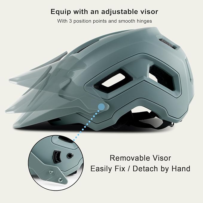 Bike Helmet for Adult & Youth, Lightweight MTB Helmet with Adjustable Visor for Mountain/Road Cycling, 2 Sizes for Men Women Boys Girls