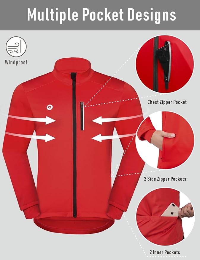 Przewalski Cycling Bike Jackets for Men Winter Thermal Running Jacket Windproof Breathable Reflective Softshell Windbreaker