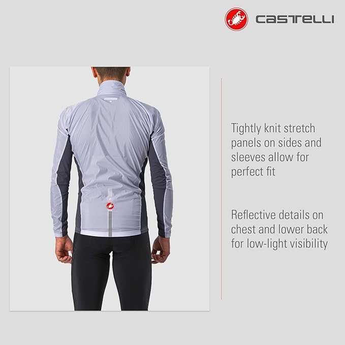 CASTELLI Men's Squadra Stretch Jacket, Windproof Zip Up Shell for Road Cycling