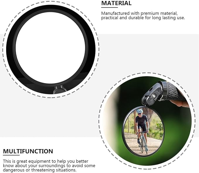 Foldable round Rearview Bike Mirror for Handlebar, Convex Safety Bicycle Mirror, Black Single Unit Suitable for Mountain and Road Cycling