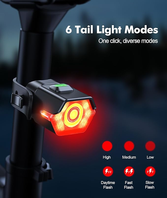 High Lumen Super Bright Bike Lights for Night Riding, Adjustable Modes Bicycle Lights Front and Rear, Rechargeable & IP65 Waterproof Bike Headlight and Taillight Set for Cycling Electronics