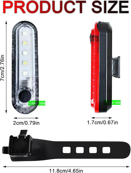 2 Pack USB Rechargeable LED Bike Tail Light Bicycle Rear Cycling Night Essential Reflector Seat Back Safety Lamp Waterproof Bright Warning Flash MTB Light for Men Women Kids