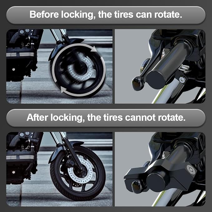 Helmet & Motorcycle Lock Combo - Brake Lock Anti-Theft for Mopeds, Motorbikes, ATVs, Dirt Bikes & Street Bikes