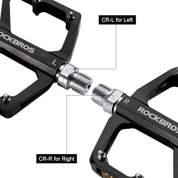 ROCKBROS Mountain Bike Pedals MTB Pedals Bicycle Flat Pedals Aluminum 9/16" Sealed Bearing Lightweight Platform for Road Mountain BMX MTB Bike