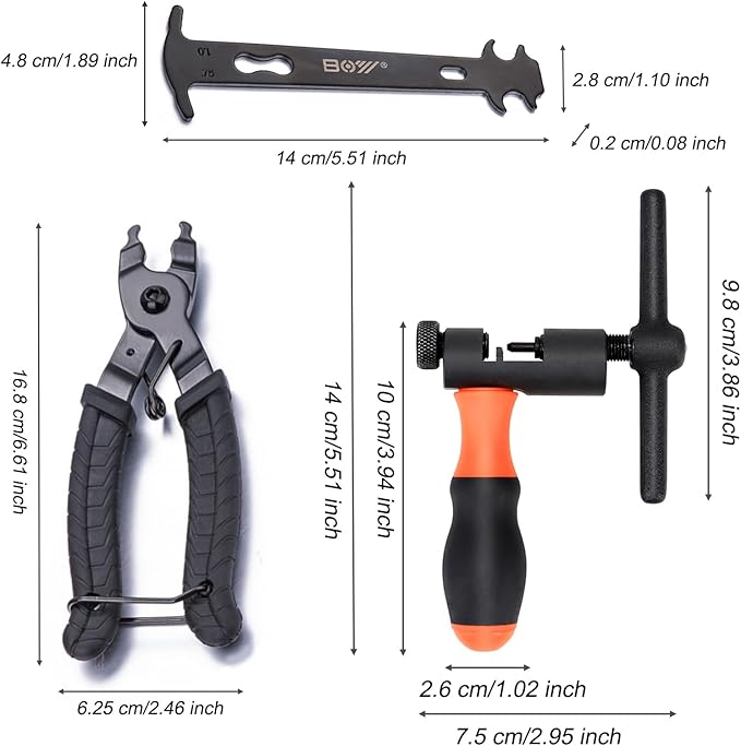 Universal Bike Chain Tool Kit with Bike Breaker Main Chain Pliers Chain Checker for Road MTB Bike 1-13 Speed Chain Disassemble Chain Splitter and Breaker