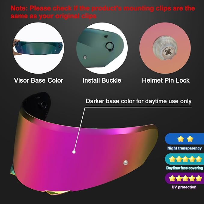 PSLER i90 Visor - HJ-33 Helmet Tinted Visor i90 Face Shield Motorcycle Helmet Visor for i90 HJ-33,Deep Rose Red