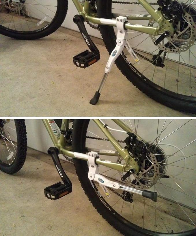 Bicycle Adjustable Aluminium Alloy Bike Bicycle Kickstand Side Kickstand Fit for 22" 24" 26"- White