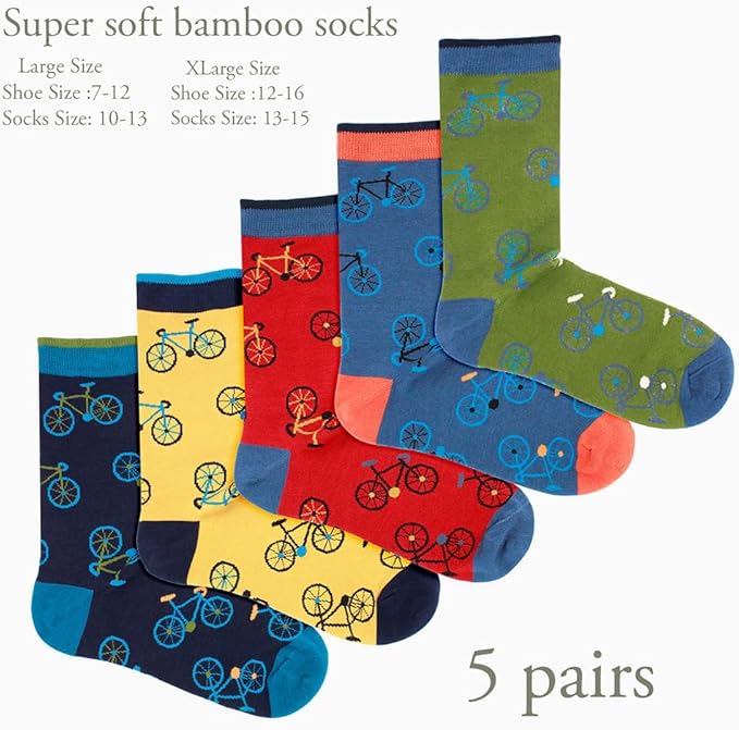 Lavencious Mens Bamboo Mid-Calf Cycling Sports and Dress Socks for Men Sock Size 10-13,13-15