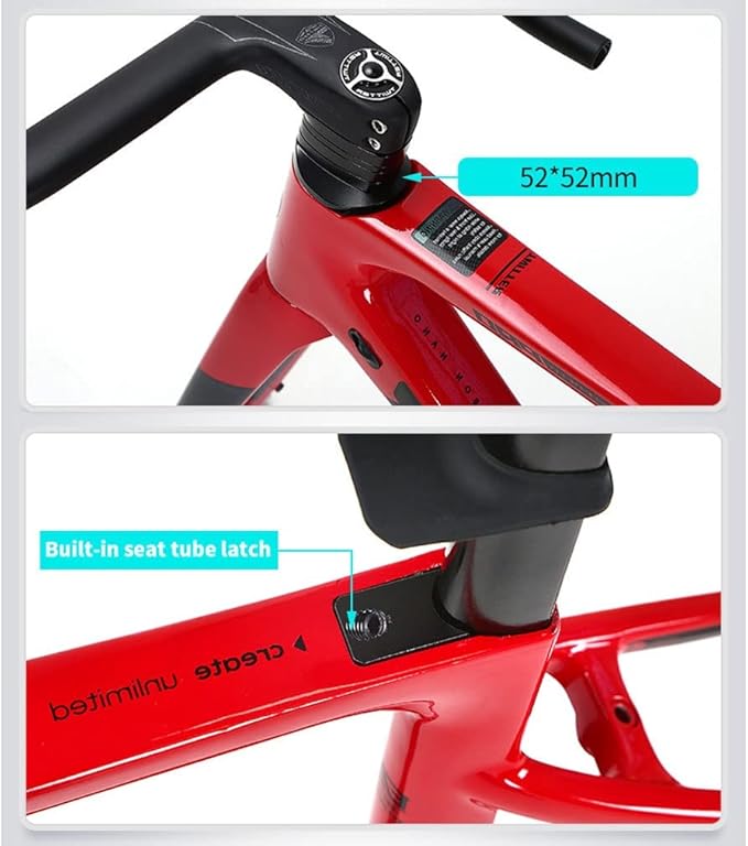 700c Road Bike Carbon Frameset Disc Brake Racing Frame 45/48/51/54CM BB86 Thru Axle 100/142mm Internal Routing(Blue,51CM)