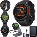 Garmin Fenix 8 Premium Multisport GPS Running Smartwatch, 47 mm, AMOLED, Dive-Rated, Built-in Flashlight, Slate Gray with Black Band with Signature Series Charging Stand