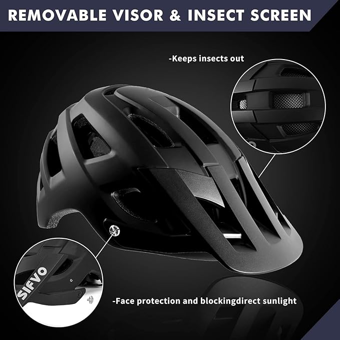 Bike Helmet, SIFVO Bike Helmets for Men and Women, Mountain Bike Helmet with Visor Helmets for Adults to Youth Bicycle Helmet Road Bike Helmet Safe and Comfortable 54-62cm【M/L】