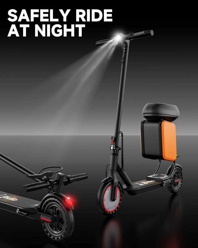 Folding Electric Scooter for Adults with Seat- 19MPH & 21-Mile Range, 350W Motor, 8.5" Solid Tires with App Control & Dual Brake System - UL2272 Certified Commuter E-Scooter