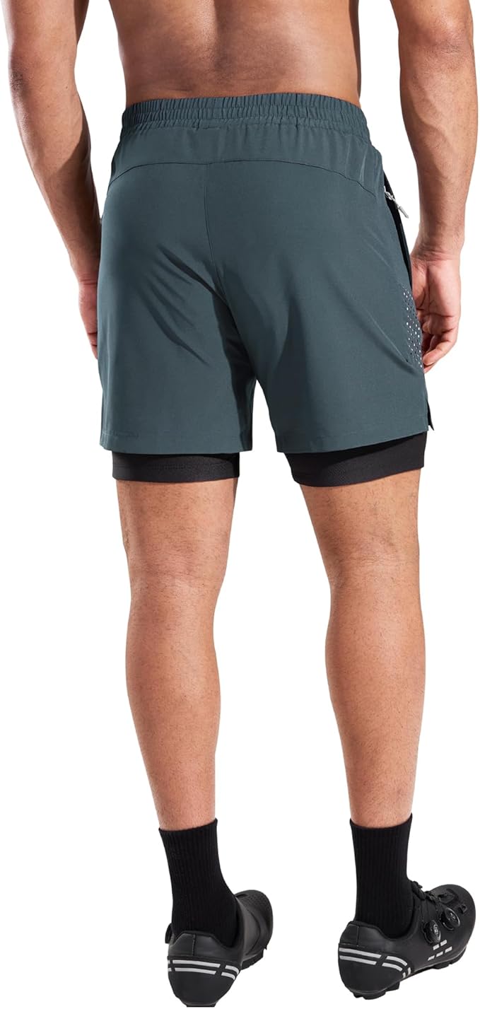 Nepest Men's Mountain Bike Shorts 4D Padded Cycling Bicycle Biker Riding Loose-fit Gel Padding MTB Shorts Zipper Pockets