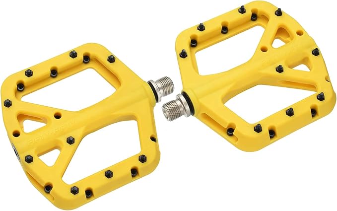 FIFTY-FIFTY Mountain Bike Pedals, Non-Slip MTB Nylon Composite, 9/16" Bicycle Pedals, Lightweight and Wide Flat Platform