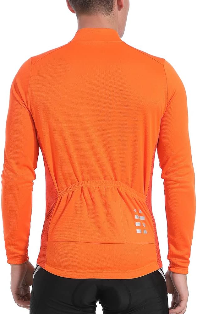 WOSAWE Men's Cycling Jersey Long Sleeve Bicycle Shirt Breathable Mountain Bike Tops for Riding, Running, Hiking