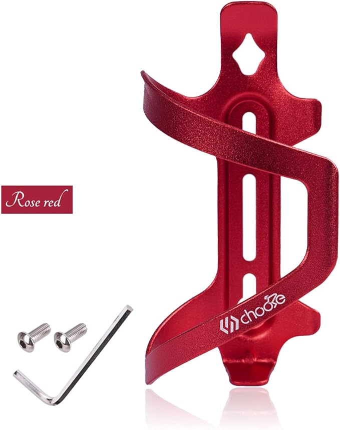 Chooee Bike Water Bottle Holder Aluminum, Bicycle Water Bottle Cage for Road Bikes Mountain Bikes Red 2-Pack