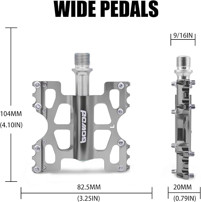 Bike Pedals 9/16" Lightweight Non-Slip Bicycle Platform Pedals - Fits Most Adult Bikes & Mountain Bikes &MTB, Road Bikes and Slip-Resistant Design