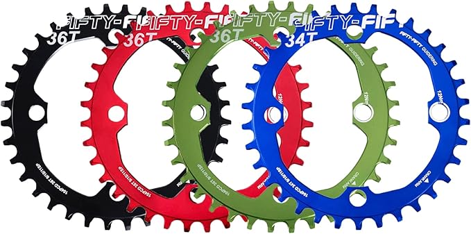 FIFTY-FIFTY Round 104BCD Chainring, 30T 32T 34T 36T Narrow Wide Mountain Bike Chainring, Single Chainring for 9/10/11-Speed with 4 Alloy Chainring Bolts for MTB