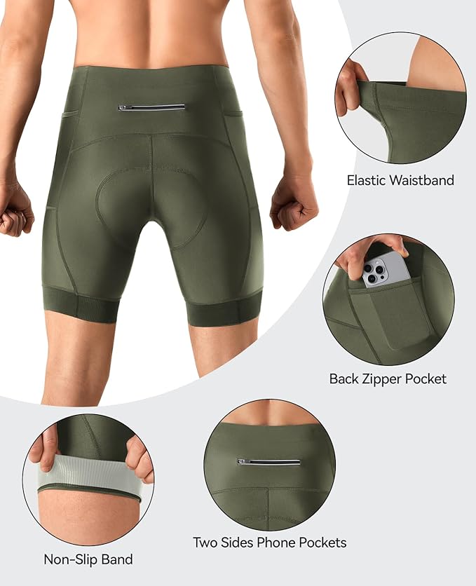 Niksa Men's Performance Cycling Shorts with 3D Pad, Road and Mountain Breathable Quick-Dry with 3 Pockets Bike Shorts