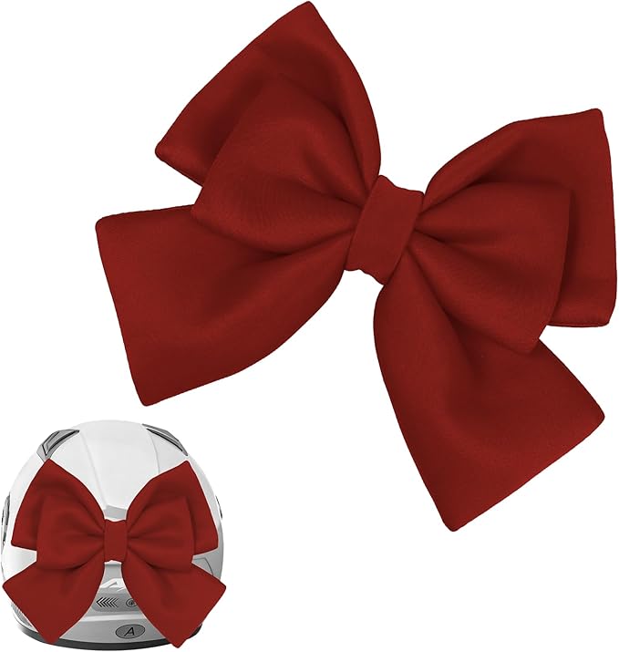 Bow Helmet Accessory, 8.07"x11.22" Stylish Motorcycle Helmet Bow Decoration for Women, Removable Cute Fashion Ribbon Bows Ornament for Motorcycle Scooter E-Bike Helmets (Wine Red)