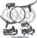 JFOYH zoom HB876 4-Piston Pre-Bled Hydraulic Disc Brake Set for Mountain Bike, Bike Disc Brake Kit with 160mm Rotors, Front and Rear Levers(PM Adapter Included) - Left-Front&Right-Rear