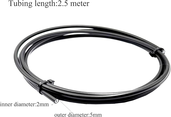 Bike Hydraulic Brake Hose Kit, 2500mm Bike Brake Oil Tube ID.2mm x OD.5mm with BH59 BH90 Brass Ferrules and Barbs Compatible with Shimano BH59 BH90 Avid Sram System