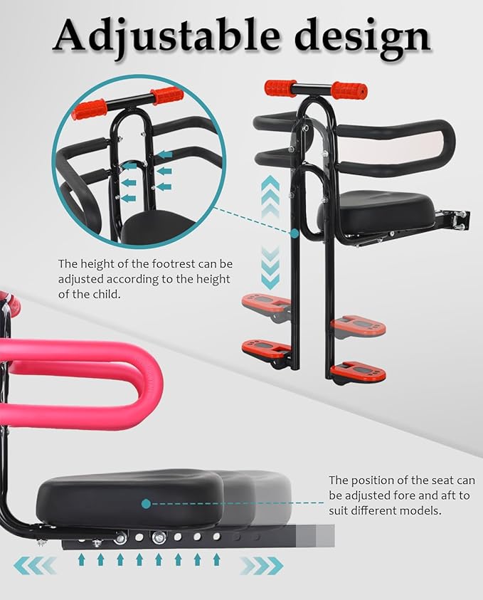 Child Seat for Electric Scooter with seat, Kid Seat Suitable for Electric Bicycle/Hybrid Cruiser Bicycles and City Bicycles, Suitable for Children 2~6 Years