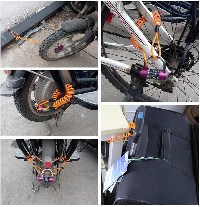 Reminder Cable,Disc Lock Reminder Cable Security Steel Wire for Motorbikes, Motorcycles, Scooters, Bike(Orange) (Orange)