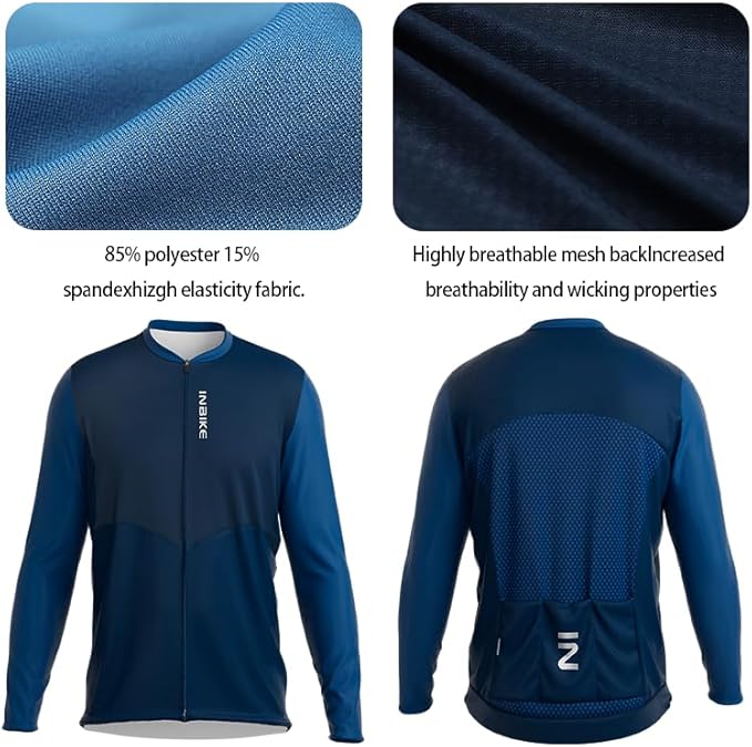 INBIKE Plus Size Cycling Jersey Men 3XL-5XL Bike Shirt for Big and Tall Short Long Sleeve Biking Clothing with Pockets