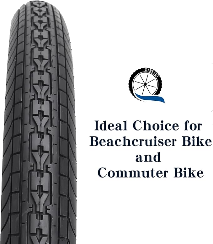 SIMEIQI 26x2.35 20x2.35 Inch Cruiser Beach Bike Tire Black White Wall or Brown Cream Wall Folding Replacement Bicycle Tire for Hybrid City Commuter Trail