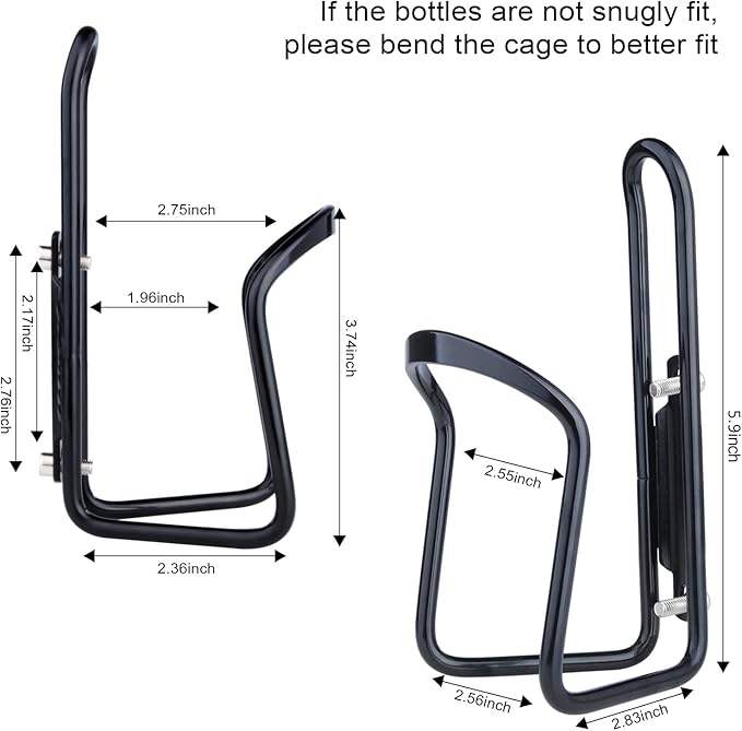 FiveBox Bike Biking Water Bottle Cage, 2Pack Cycling Bicycle Water Bottle Cage Holder Bracket for Mountain Bike MTB Road Bike, Bike Accessories, Made of Lightweight Aluminum Alloy (Black)